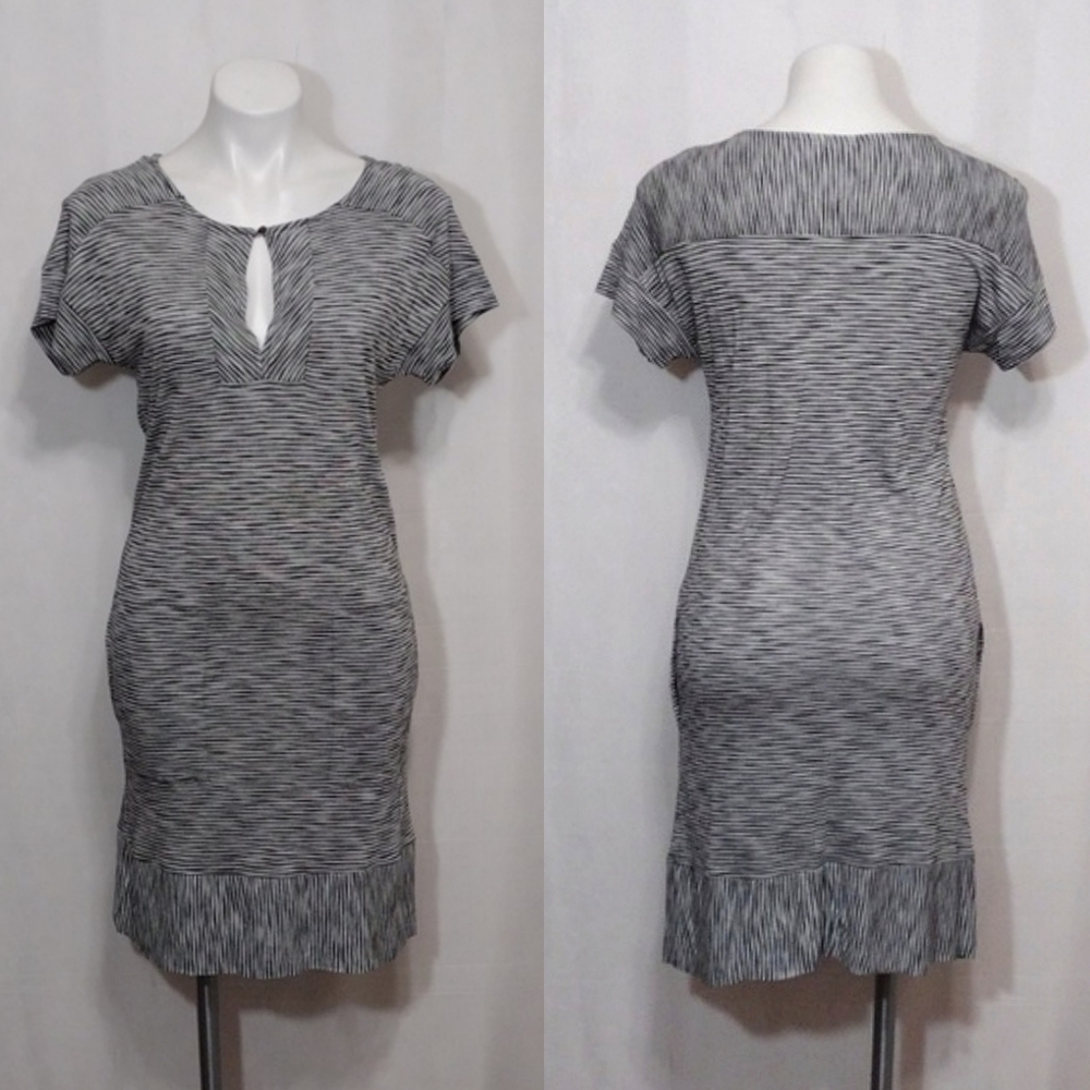 Lucky Brand Striped Keyhole Front T-Shirt Dress Small Casual Soft Knit Everyday
